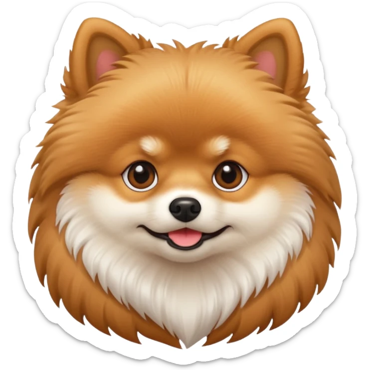 A cute Pomeranian Spitz emoji in the style of Apple emojis. sticker