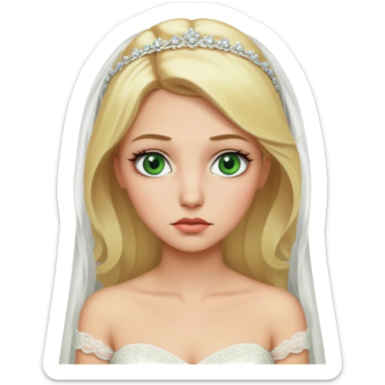 Fille cheuveux blond longt yeux vert  maquiller robe de mariage méttise chronique sticker