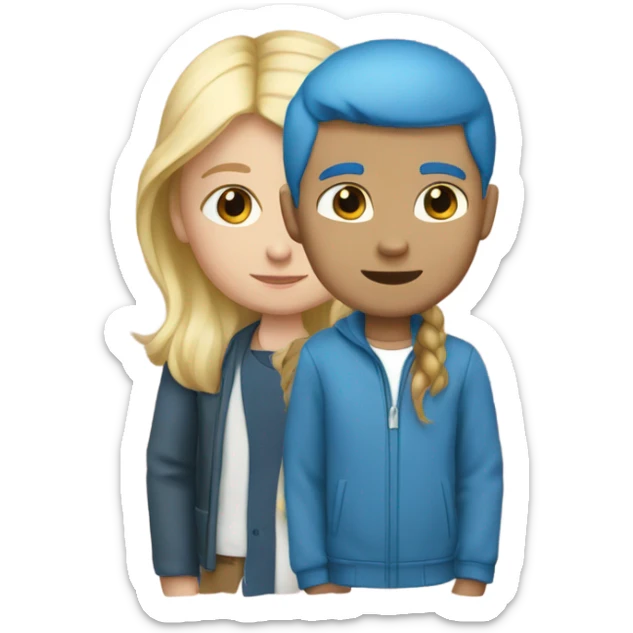 Girl with brown hair with a boy with blonde hair and blue eyes  sticker