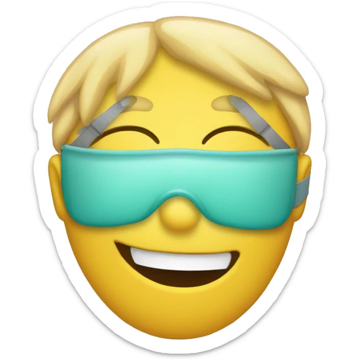 Emojis qui pleur mais qui fait semblant de rire avec un masque devant lui  sticker
