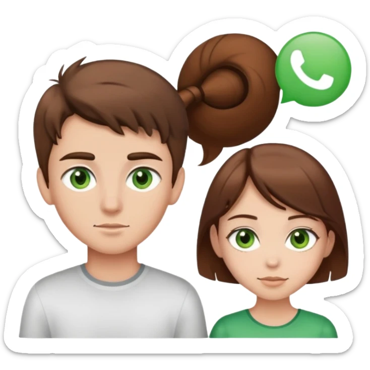 boy with brown hair and green eyes and girl with brown hair brown eyes  sticker