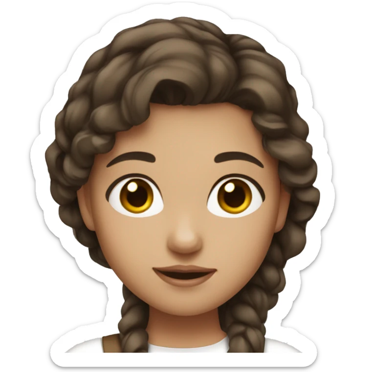 Girl with darkbrown hair short brown eyes and white skirt sticker