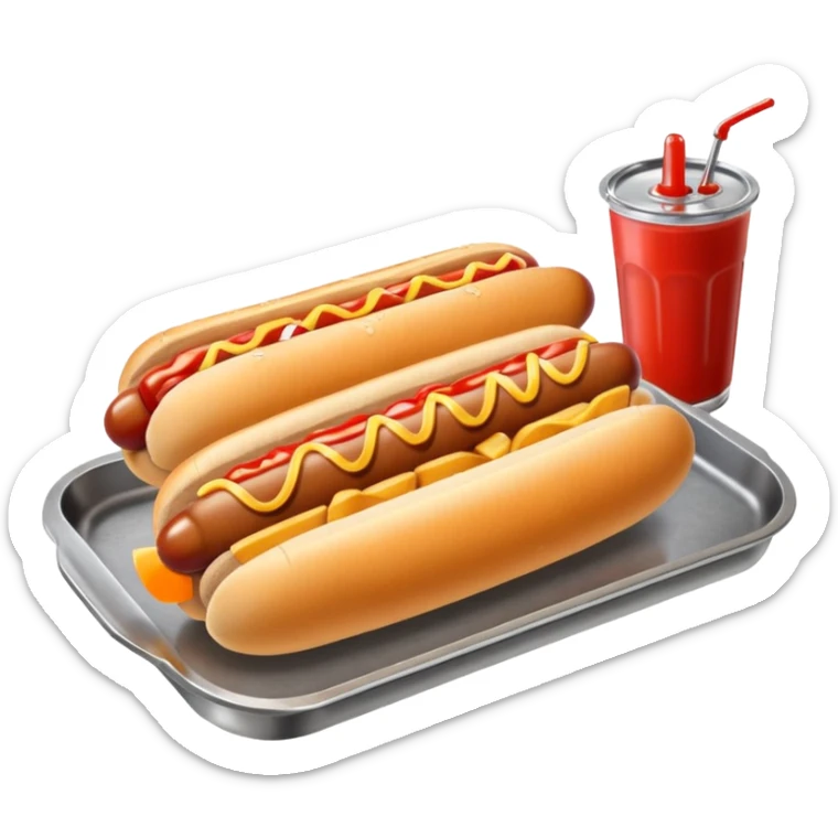 hot dog with french fries and ketchup on a tray sticker