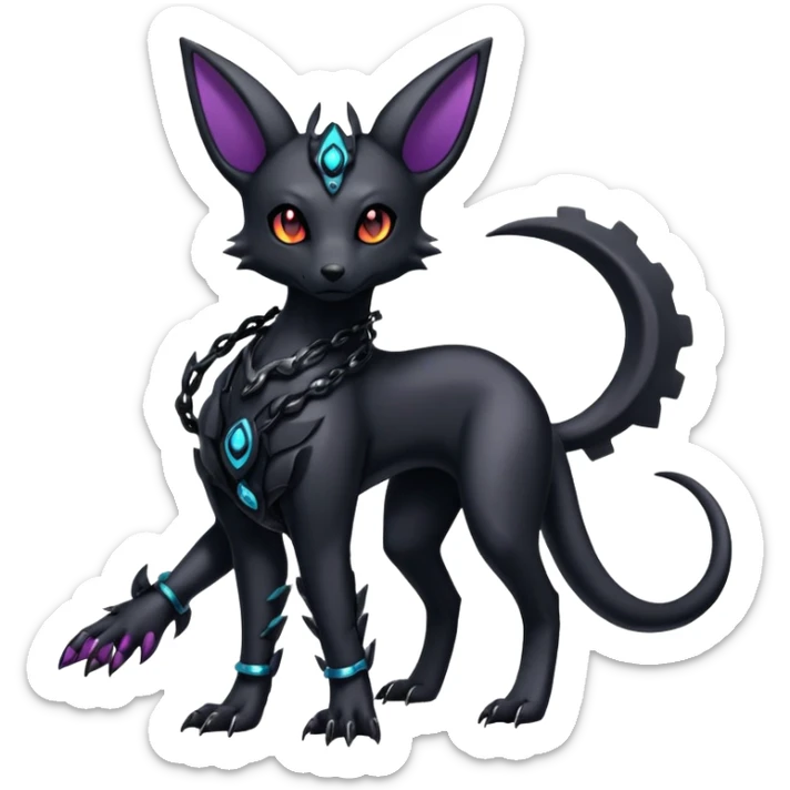 Shiny Dark Edgy Majestic Sophisticated Modern Gothic Gloomy Futuristic Cyber-Salandit-Umbreon-Delcatty-Hybrid (Full body) sticker