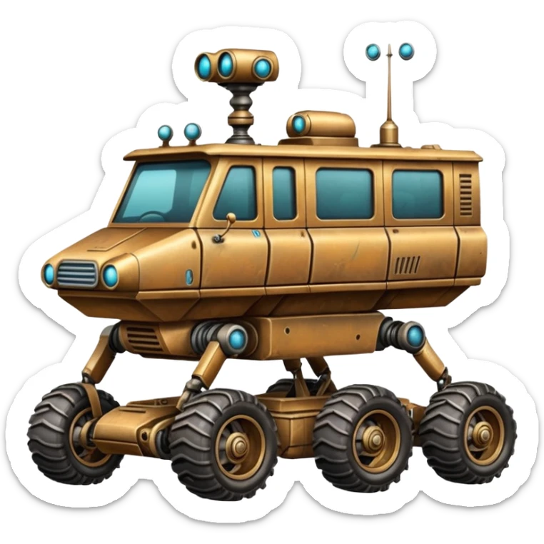  antique tall truck robotic twenty passenger Mars alien rover Scooby Doo Mystery Machine  sticker