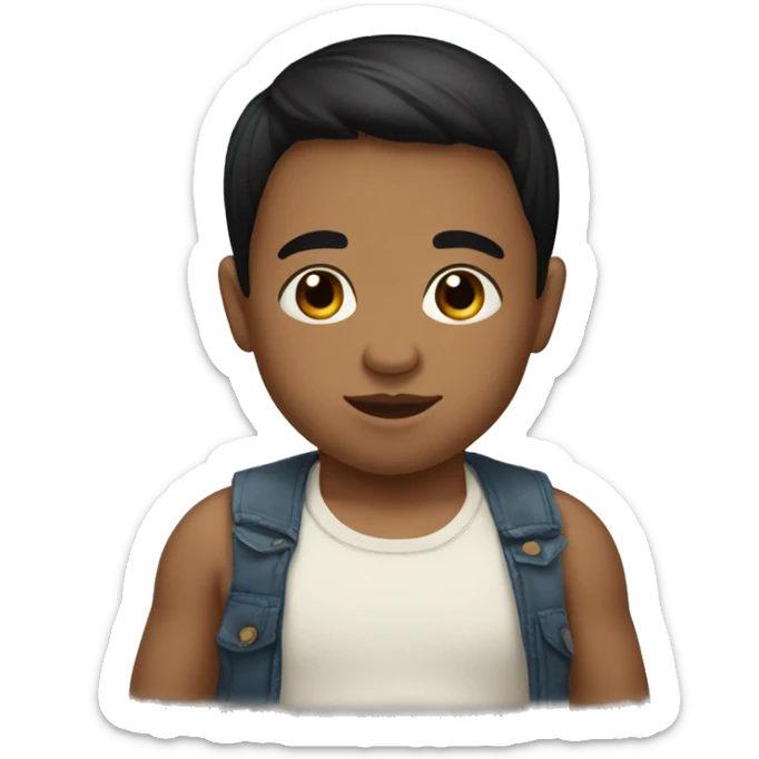 A FAIR SKIN BABY BOY, with SHORT STRAIGHT BLACK HAIR sticker