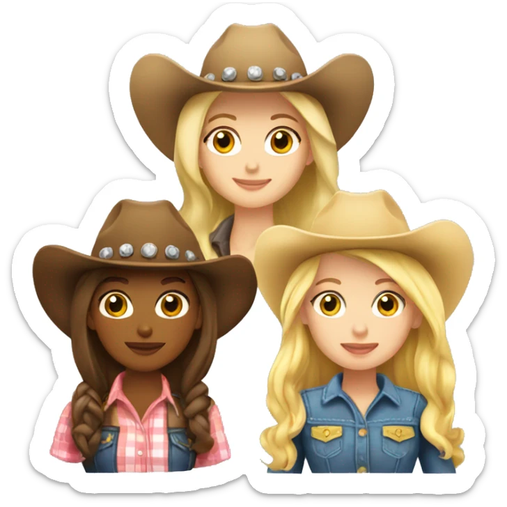 Two blonde cowgirls and one brunette cowgirl sticker