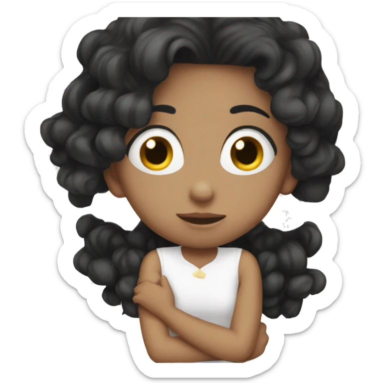 girls kissing black hair white skin for both sticker