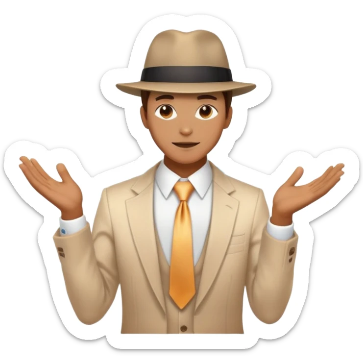 Glowing masculine energy with integrated fashion accessories like hat and tie, ethereal style inspiration, flowing aura sticker