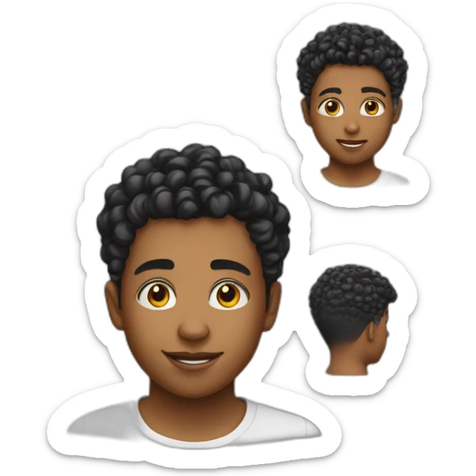 teen kid with taper fade and mid short curly hair sticker