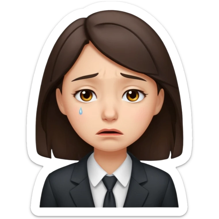 sad brunette girl in buisiness outfit crying emoji sticker