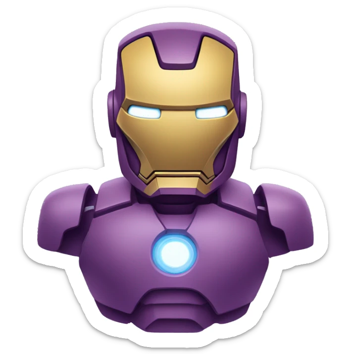 iron man with four stars. the stars are blue-purple. the starts all have 4 rounded corners. sticker