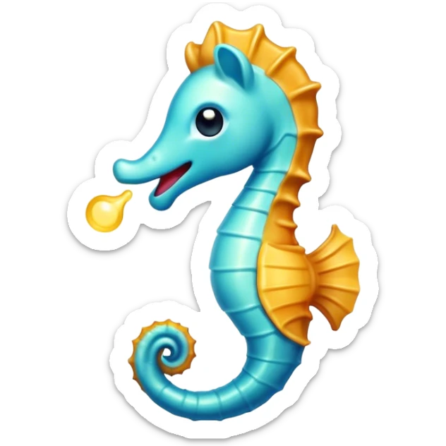 Cinematic Cute Yawning Sea Horse Portrait Emoji, Head tilted slightly with a dramatic, wide-open yawn, showcasing a petite, elegantly curved seahorse with a softly drooping tail and sleepy, half-closed eyes, Simplified yet irresistibly adorable features, highly detailed, glowing with a soft, cozy aquatic glow, high shine, relaxed yet expressive, stylized with a dash of whimsical marine charm, soft glowing outline, capturing the essence of a drowsy yet affectionate seahorse that appears ready to stretch out for a nap! sticker