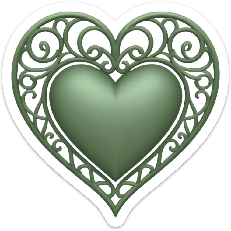 Can you make a sage green heart with a gothic design. In the middle of the heart the letter I sticker