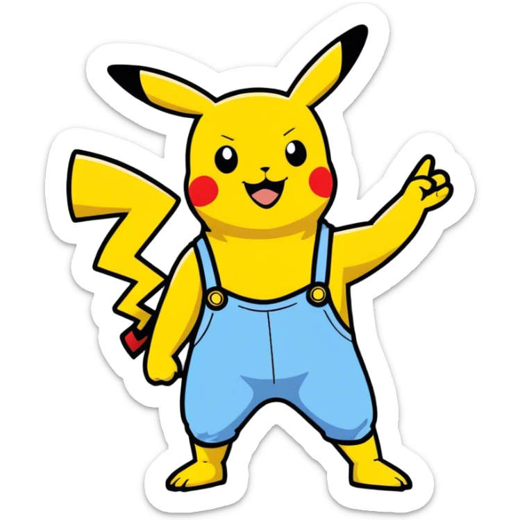 Hot handsomeb muscular 6ft tall smiling happy fun clothes free Ash Ketchum giving clothes free Pikachu a high five sticker