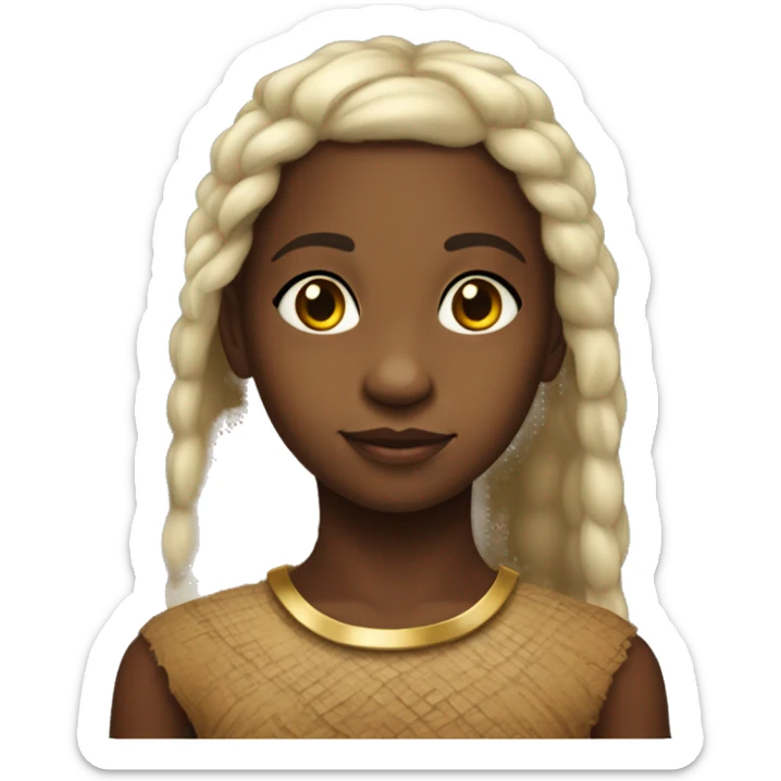 crea emoji de una niña pequeña africana prehistorica sticker