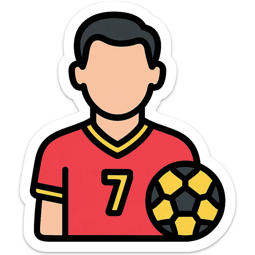 color outline icon of a soccer player with short dark hair, inspired by Cristiano Ronaldo sticker