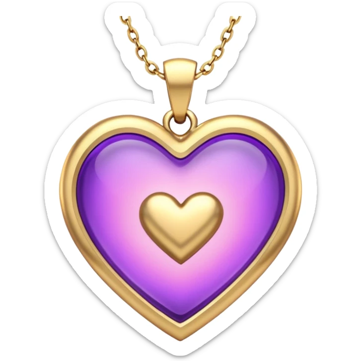 A very beautiful and aesthetic pink and gold heart pendant with a little I love you engraved on it. The style would be iOS. It has a purple glow around it. And it would look otherworldly and etherial. sticker