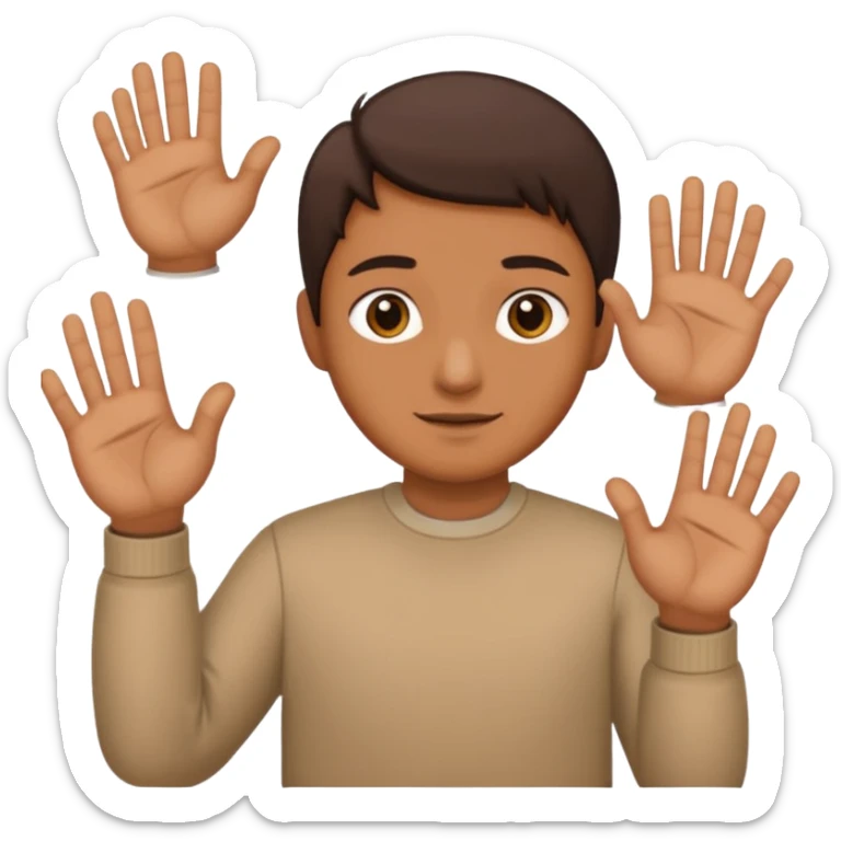 Tête qui a 2 mains l’une qui tient un 6 l’autre un 7 sticker