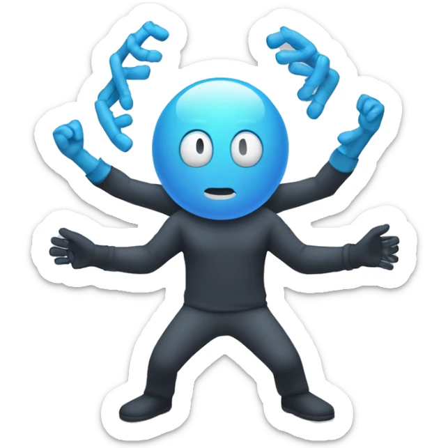 Aura with a bunch of arms sticking out of it, holding things sticker