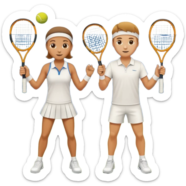 two tennis players of European appearance sticker