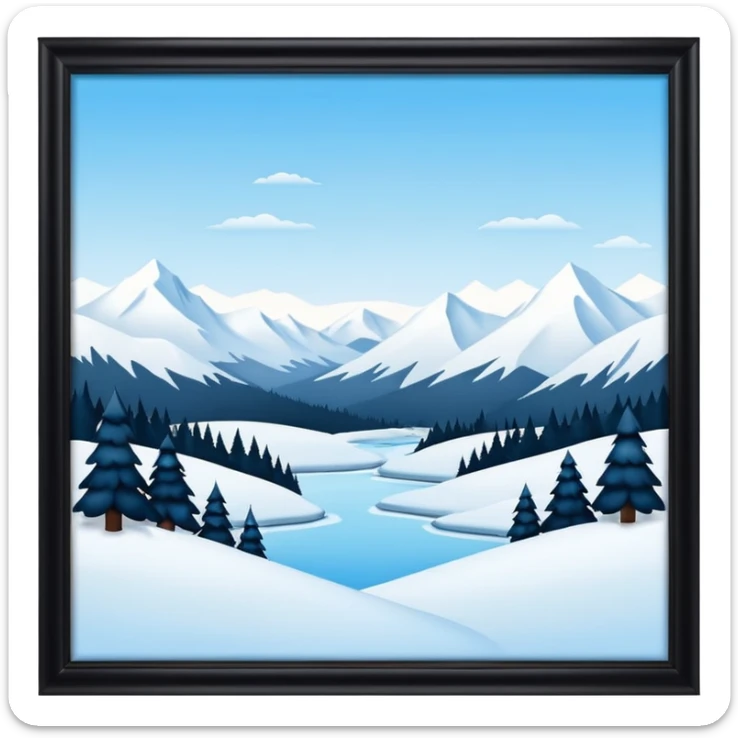 An Alaskan snowy winter back drop to be used in the style of "duck hunt" the bottom 30% needs to contain landscape and the top 70% needs to be blank space. More graphic detail in a 3D style. sticker