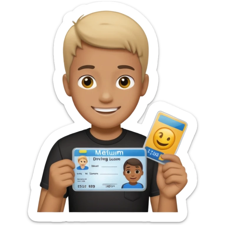 driving license of ipretty bratz emoji of a boy with a black tee sticker