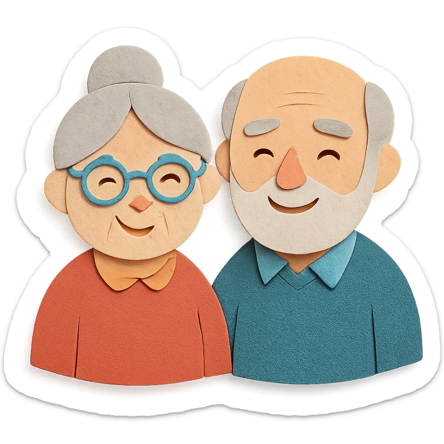 elderly white grandmother and grandfather together sticker
