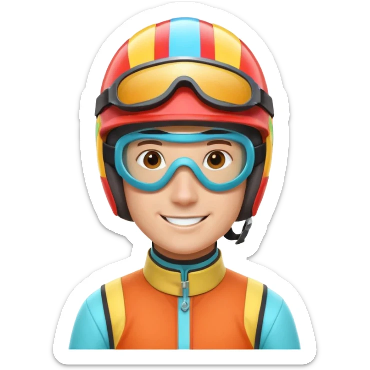 horse race jockey portrait, head and shoulders only, wearing colorful racing helmet and goggles, sporty uniform collar, confident smile, 3D cartoon, mobile game icon style, clean background, no text, no watermark
 sticker