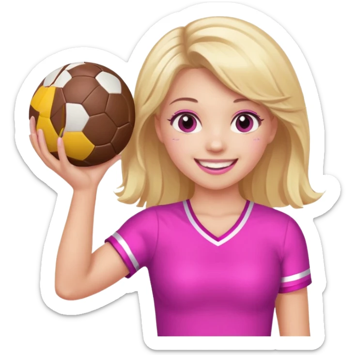 football cheerleader, holding a cheering ball, pink and twinkle sticker