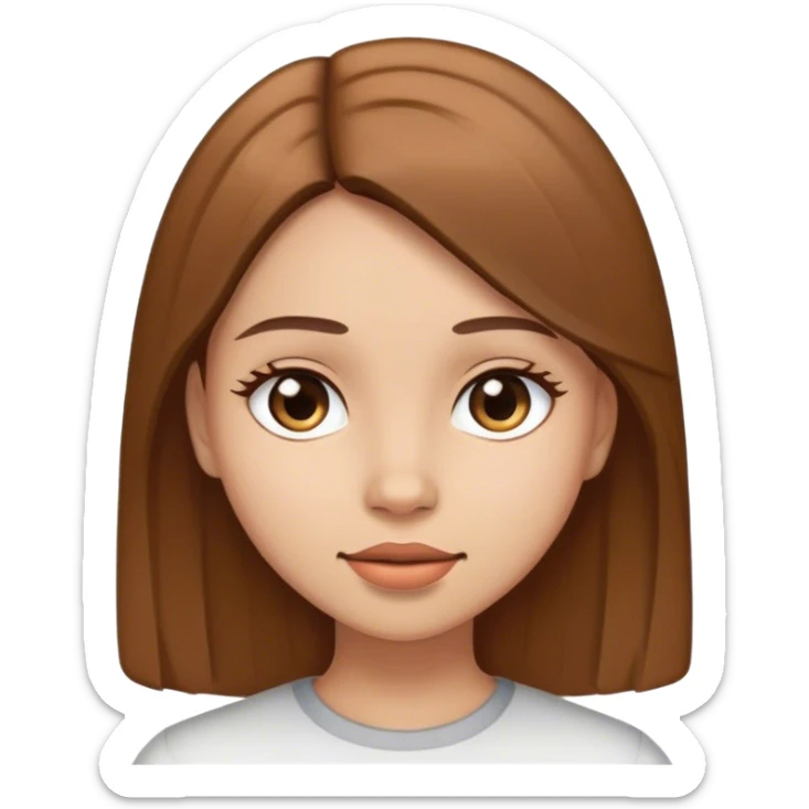 A girl with brown straight hair with light skin sticker