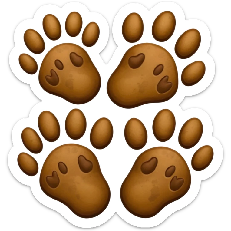 Paw prints from a dog with only 3 legs.  3? Notv4 4 toes on each foot  sticker
