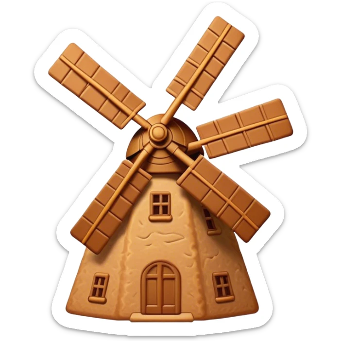 Speculaas Cinematic Realistic Speculaas Biscuit Emoji, depicted as a spiced speculaas cookie crafted in the shape of a windmill and warm, inviting lighting. sticker