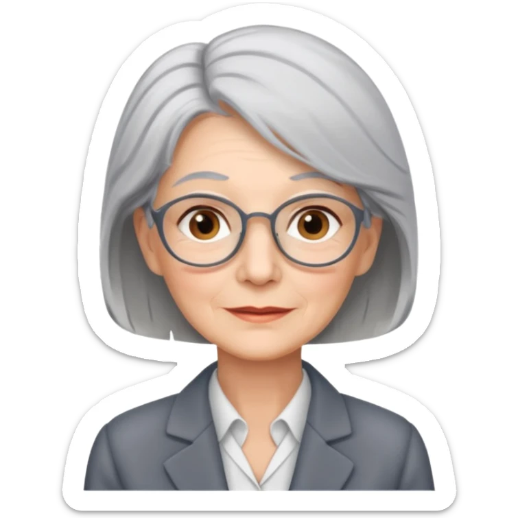 72-year-old professional woman, gray hair, office background, professional atmosphere sticker