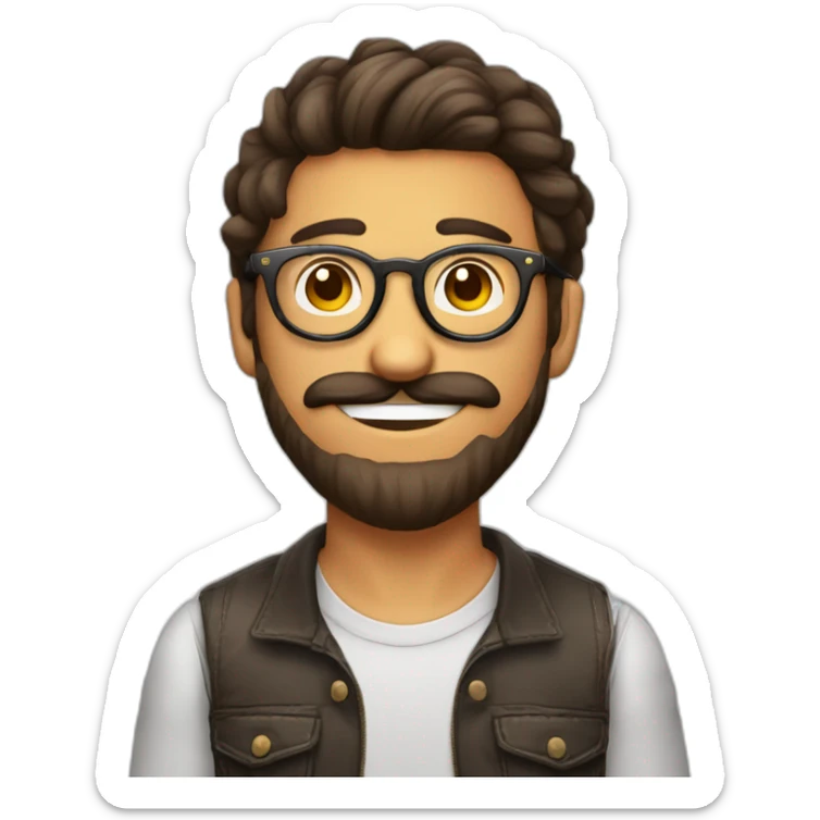 chico con lentes hipster, cabello alocado o despeinado y un arete en la oreja izquierda sticker