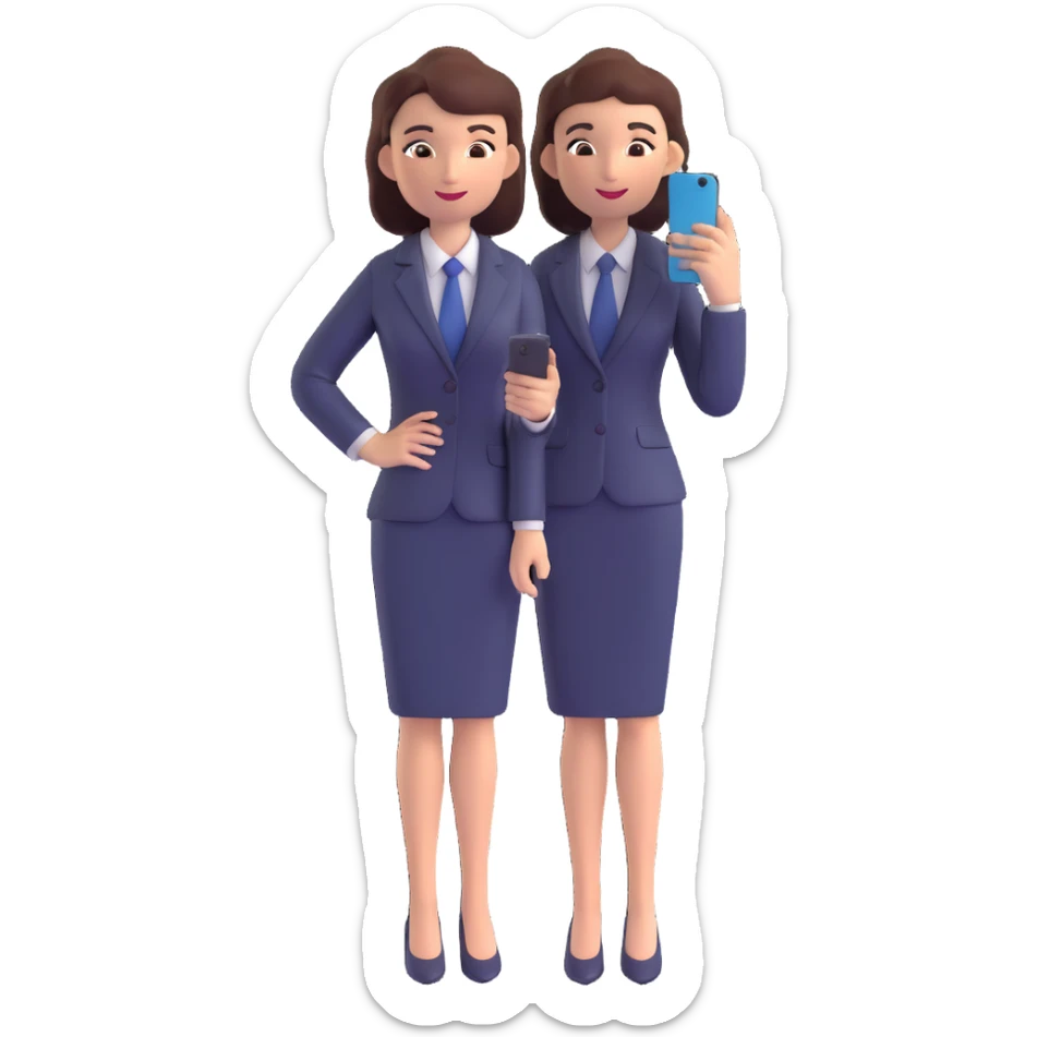3D illustration of a professional woman using a phone, business attire, confident pose, modern style sticker