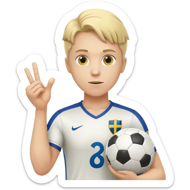 swedish national football player with arms and a soccer ball + a question mark sticker