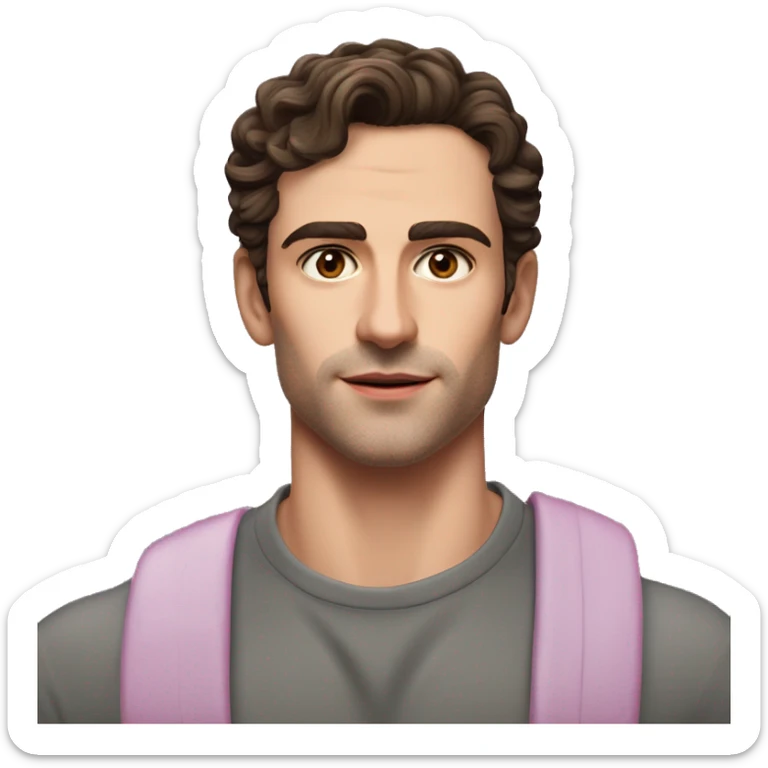 Manu Ríos Fernandez is a 6-foot-tall Spanish actor and model with a lean, athletic build. fair caucasian white skin, dark brown short hair, striking hazel eyes, sharp jawline, high cheekbones, full pink lips, boyish charm sticker