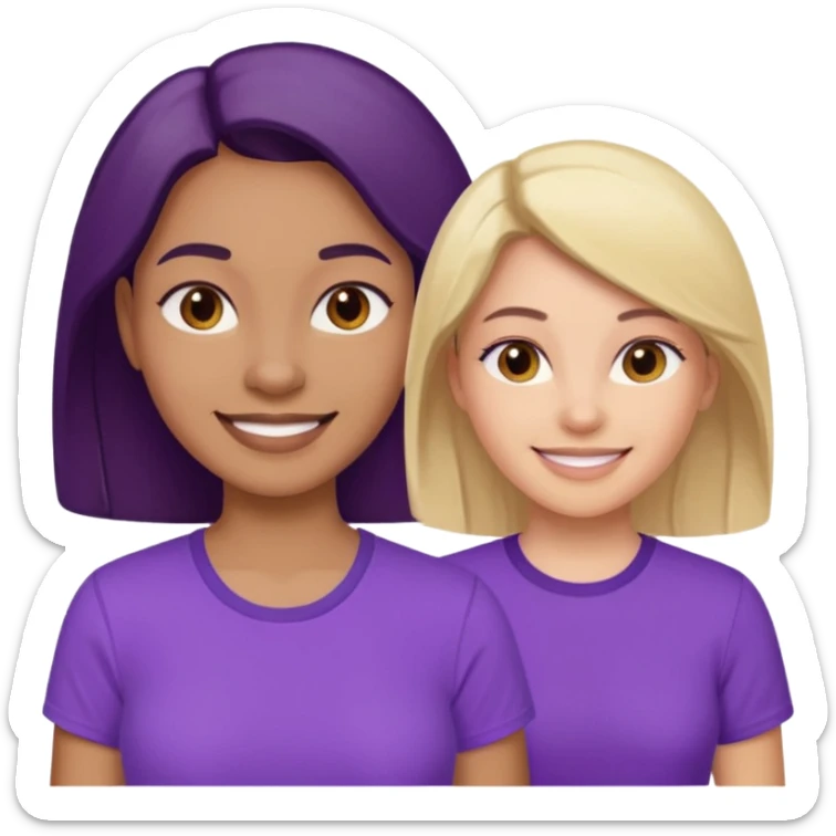 various races of women in a purple shirt ages 25-50 sticker
