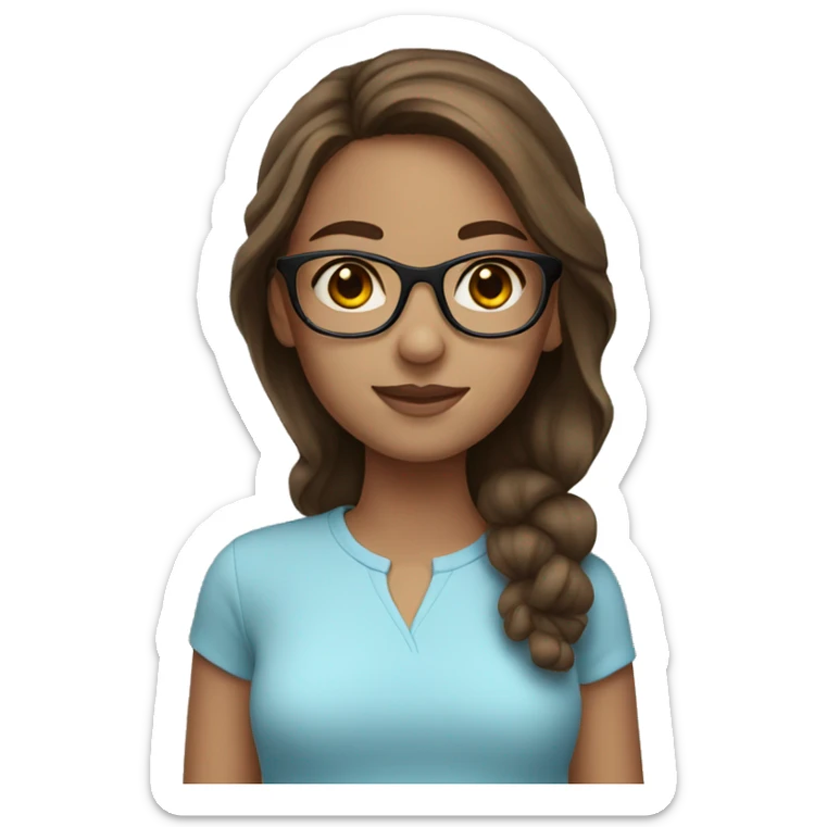 girl with light skin blue eyes glasses and brown hair sticker