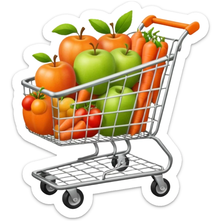 shopping cart full of healthy food sticker