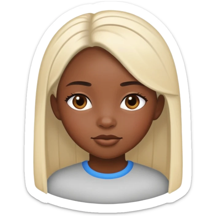 Black girl with fair skin, round face, and straight hair sticker