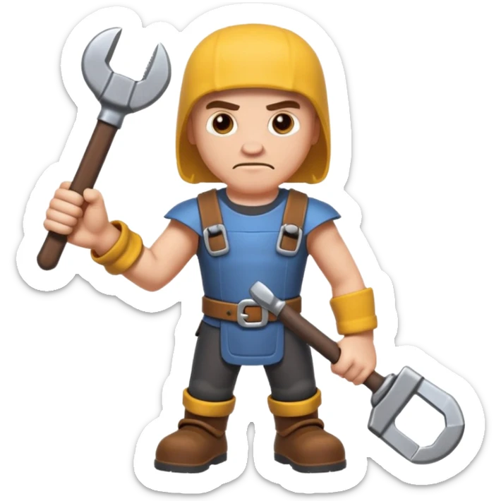 A Mechanic Wrench In A Clash Of Clans and medival Aesthetic not human sticker