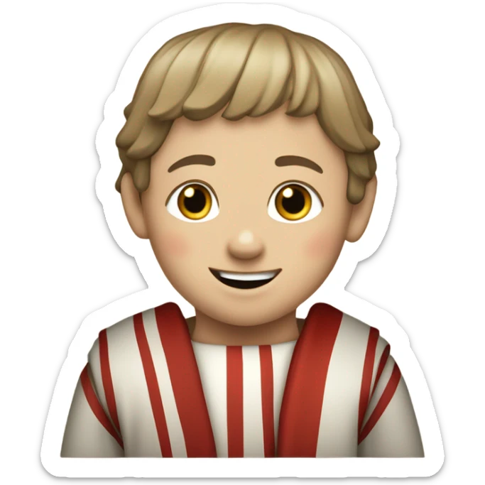 11th century european child with horizontal red stripes tunic saying hurrah sticker