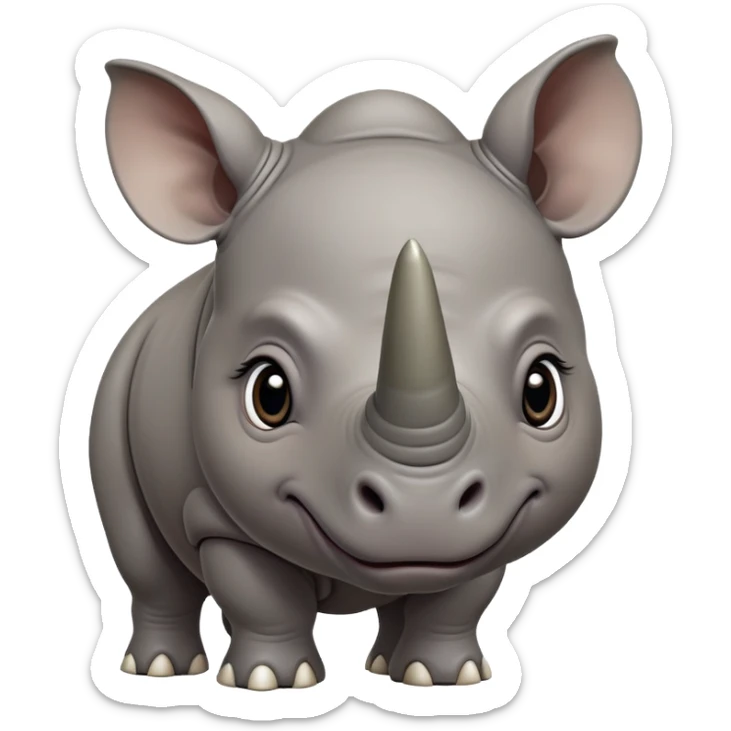 cinematic-noble-baby rhinoceros-portrait-emoji,-poised-and-regal,-with-a-massive,-powerful-build-and-a-thick,-deep-set-soulful-piercing-eyes,-simplified-yet-sharp-and-sophisticated-features,-highly-detailed, large eyes sticker