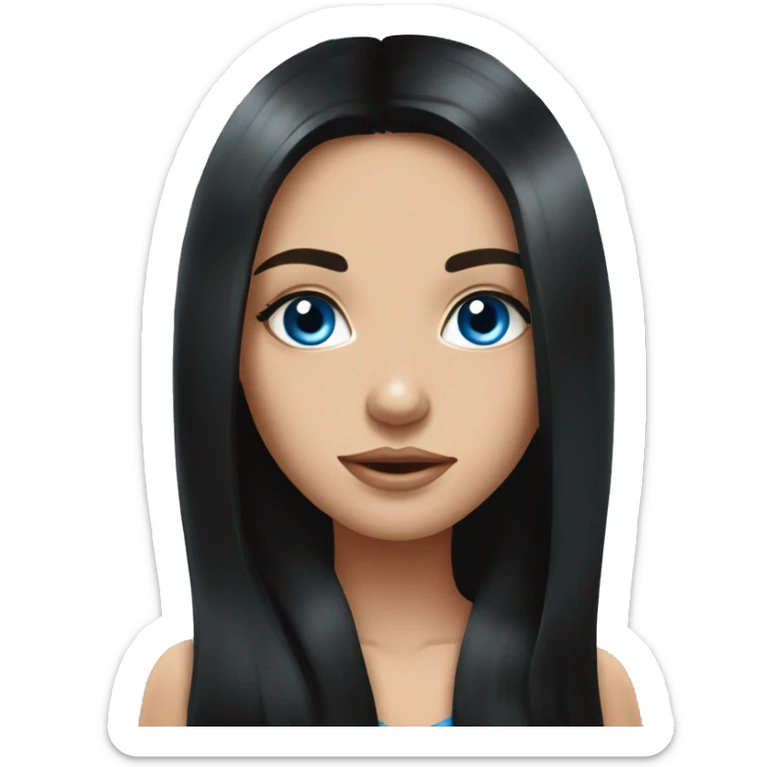 girl, long black hair, blue eyes, standing, beautiful girl, very hot girl, russian american sticker