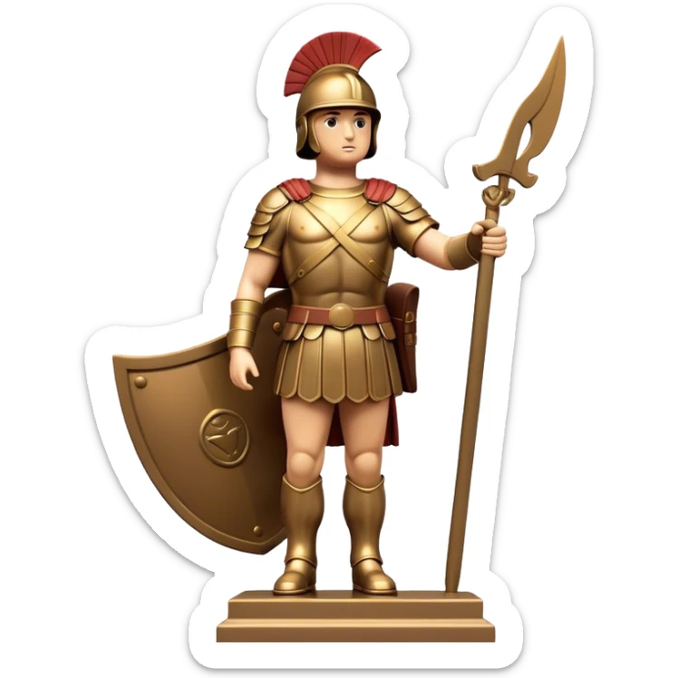 Cinematic Realistic Roman Soldier Statue at Botero Square Landmark Emoji, depicted as a striking, larger-than-life sculpture rendered with rich detail and dynamic, urban lighting. sticker