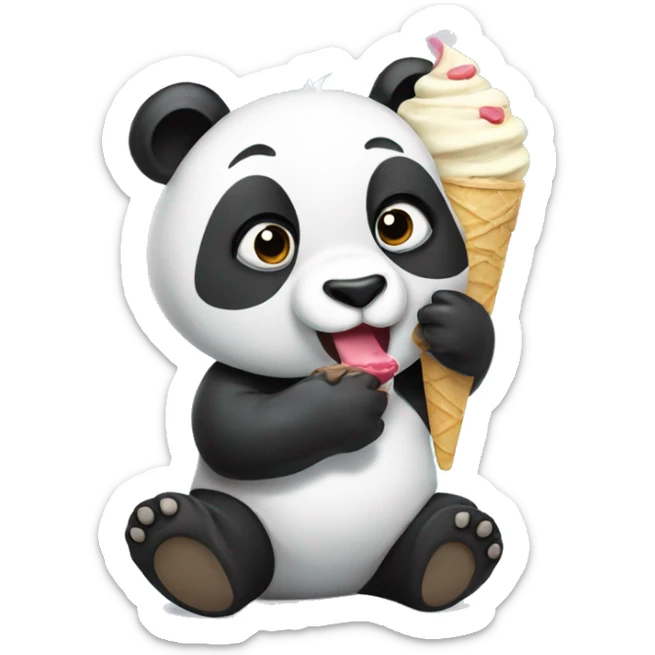 Panda eating ice cream sticker