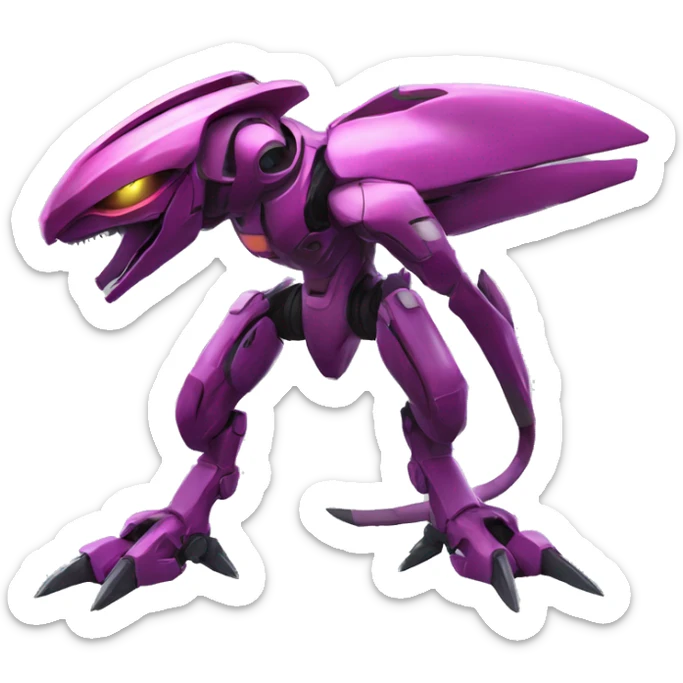 a Genesect-Raptor-Fakémon—hybrid with a futuristic visor-helmet full body sticker