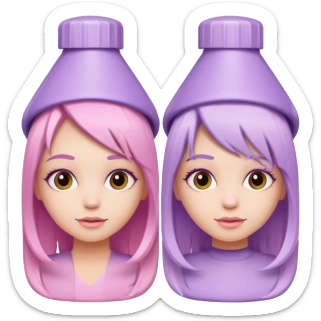 tubes of pastel pink and pastel lilac hair dye, with caps off sticker